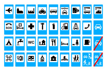 Road signs. International road signs set isolated on white background. Traffic signs. Vector illustration