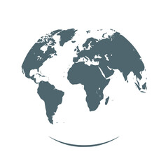 Obraz premium World map silhouette, globe of planet Earth, global business geography, worldwide international. Africa, Asia and America, Europe, Australia continents. Travel infographics, transparent PNG version.