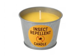 Citronella insect repellent candle in a metal bucket