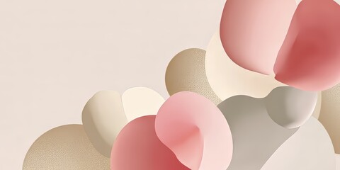 Abstract background with organic fluid shapes in soft pink, beige, and gold colors. Modern decorative art for marketing, presentation or cover design.