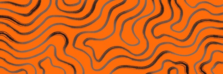 Fototapeta premium Minimal dark abstract texture with thin orange organic lines, stylish background for branding