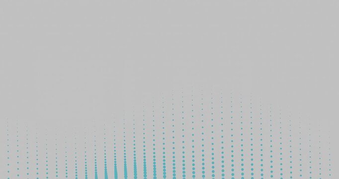Abstract digital background featuring a flowing wave of glowing blue dots arranged in a grid pattern on a white background. Represents data visualization, technology, sound waves, artificial intellige