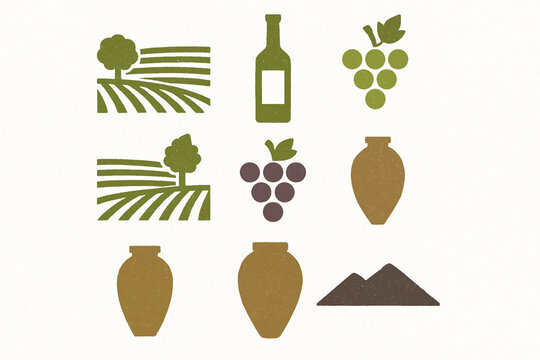 Tarija wine region vector icons