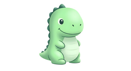 Obraz premium Cute Green Dinosaur Toy with Smile.