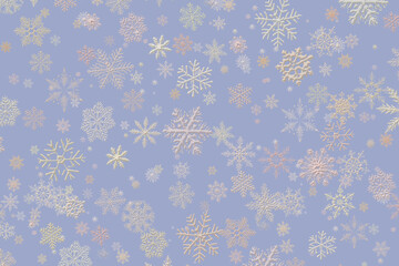 Pale smooth golden Christmas New Year Winter snowflakes
