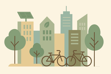 Text no numbers icon marks modern warm full cityscape vector eco negative