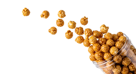 Caramel Popcorn Spilling from Glass Jar.