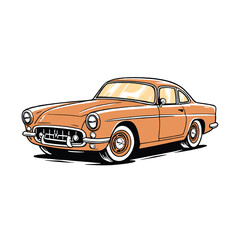 Orange Vintage Sports Car Classic Illustration