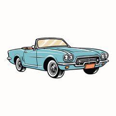 Classic Blue Convertible Sports Car Illustration