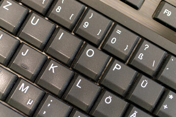 Close up of black computer keyboard keys