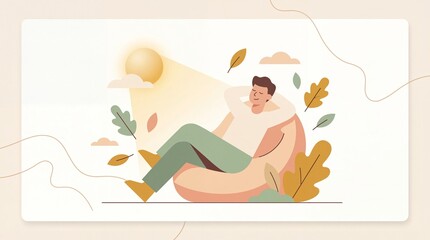 Fototapeta premium Wellness Illustration Concept for Mindfulness, Relaxation and Healthy Lifestyle