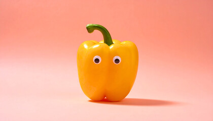 Funny Bell Pepper With Eyes Healthy Vegetable Concept