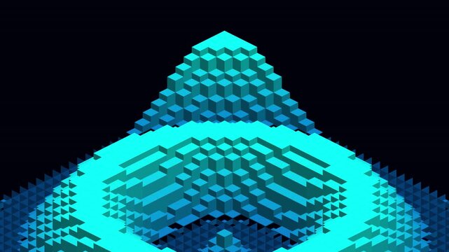 Isometric Cyber Voxel Wave 4K Seamless Loop