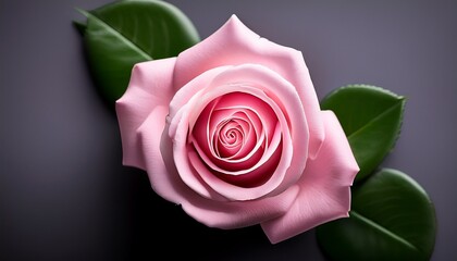 Fototapeta premium single full blooming pink rose top down view