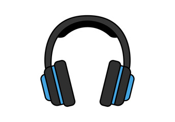 Fototapeta premium Auriculares modernos de diadema en color negro y azul sobre fondo blanco