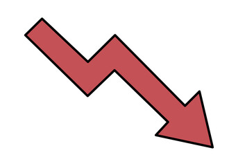 Flecha roja descendente con trayectoria en zigzag que representa la caída financiera y la crisis económica © Gabrieuskal