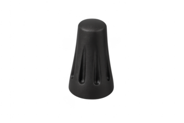 Black plastic ribbed wire nut for electrical connection