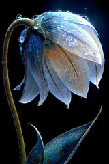 Stunning Blue Flower with Dewdrops and Elegance