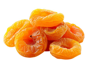 Ring shaped dried apricots isolated on transparent background