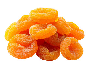 Soft dried apricot pieces isolated on transparent background