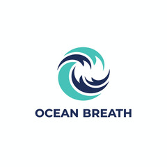 Circular Abstract Blue Sea Wave Logo