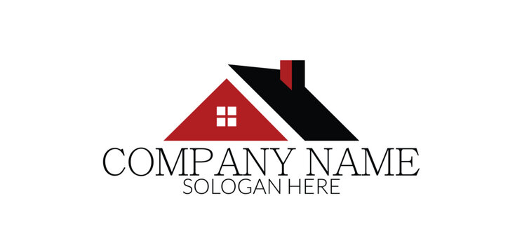 House logo with red roof and company name placeholder