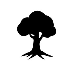 Tree silhouette icon isolated on white background