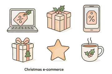 White text vector box icon delivery christmas laptop e commerce pastel discount