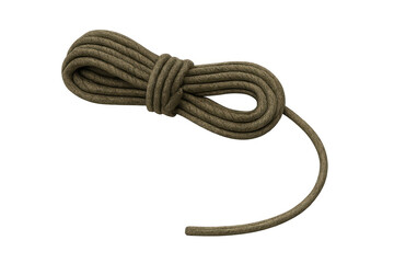 Coiled brown rope ready for use with a transparent background
