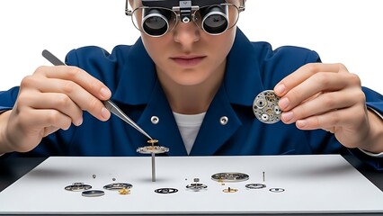 Watchmaker meticulously assembling intricate mechanical watch movement with precision tools