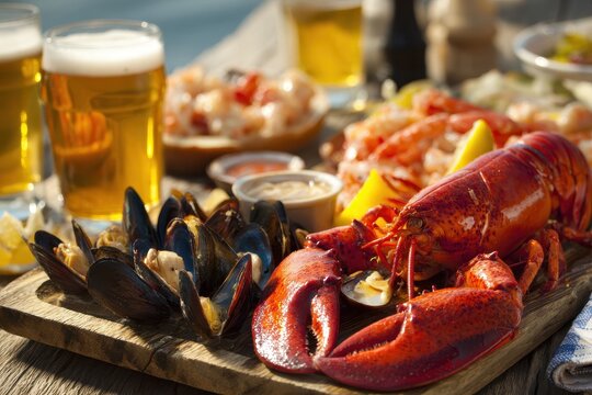 Traditional New England Clambake: A Festive Feast of Clams, Lobster, and Local Ales