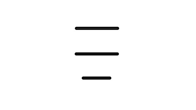 Minimalist horizontal lines animation representing text alignment or a menu icon. Suitable for UI/UX design and document editing application graphics.