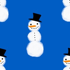 Christmas cartoon ice seamless snowman pattern for wrapping paper and fabrics