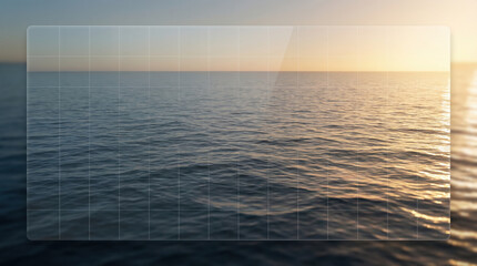 Obraz premium Calm ocean waves at sunset with a grid overlay for design