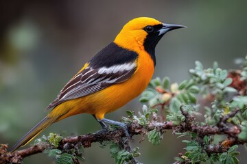 Hooded Oriole in Focus: Captivating Bird of Northern California with Vibrant Colors and Depth of Field