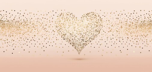 gold confetti heart banner background, empty space for text, celebration concept of events, marketing