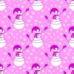 Christmas cartoon ice seamless snowman pattern for wrapping paper and fabrics