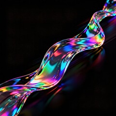 Dynamic abstract colorful smoke waves create a fractal motion design with rainbow light lines and energy curves forming a vibrant vector art pattern backdrop on a dark black space texture