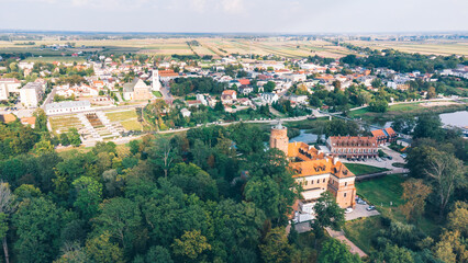 Aerial View of Historic Castle in Uniejow, Poland.