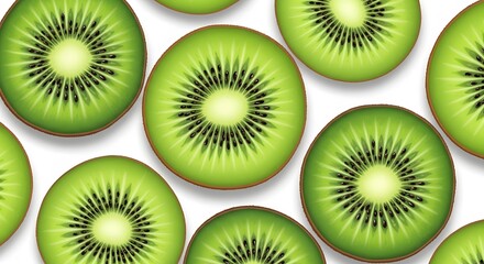 Fototapeta premium Fresh Green Kiwi Fruit Slice Pattern