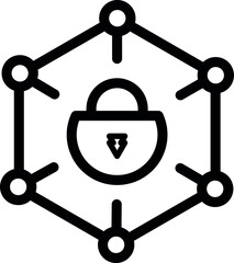 Cybersecurity icon design representing digital protection, data safety, and secure technology in a clean, modern, 