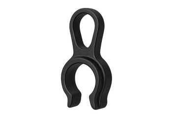 Black plastic clamp hook fastener with loop opening