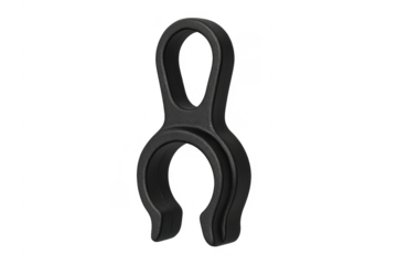 Black plastic clamp hook fastener with loop opening