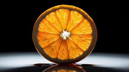 Backlit Orange Slice - A Vibrant Citrus Still Life.