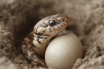 Emerging Eastern Hognose Snake: A Close-Up of a Fresh Hatchling from Its Egg in Nature