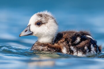 Juvenile Long-Tailed Duck in Natural Habitat: A Glimpse into Avian Life
