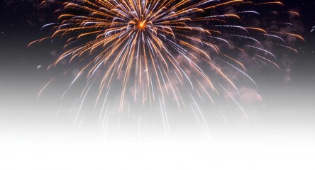 Fireworks Display with Empty Bottom Space Against Dark Night Sky