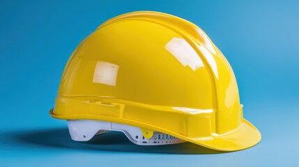 Fototapeta premium Bright Safety Helmet in Yellow: Essential Gear for Construction Professionals and Architects