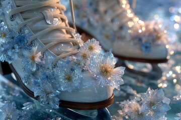 Winter Skating Mood with Soft Iced Flowers 