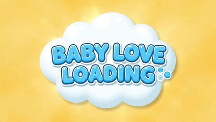 Baby love text on white cloud with yellow background - Powered by Adobe